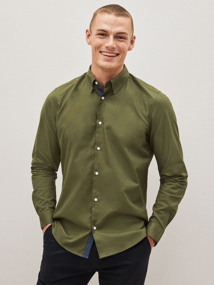 Green Stretch Oxford Long Sleeve Shirt - Image 1 of 7
