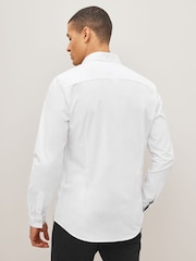 White Slim Fit Stretch Oxford Long Sleeve Shirt - Image 2 of 7