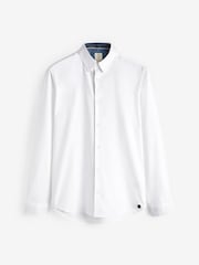 White Slim Fit Stretch Oxford Long Sleeve Shirt - Image 5 of 7