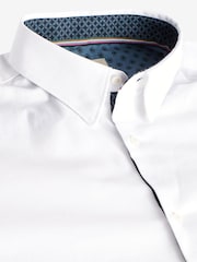 White Slim Fit Stretch Oxford Long Sleeve Shirt - Image 6 of 7
