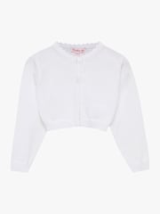 Trotters London White Little Sophie Cropped Cotton Cardigan - Image 1 of 3