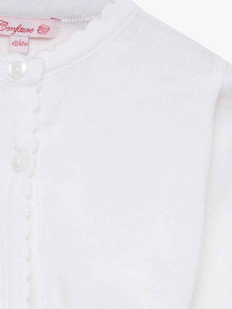 Trotters London White Little Sophie Cropped Cotton Cardigan - Image 3 of 3