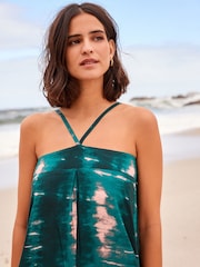 Petrol/Rosa/Knüpfbatik - Wide-Leg-Jumpsuit mit Neckholder - Bild 3 von 5