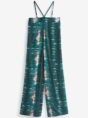 Petrol/Rosa/Knüpfbatik - Wide-Leg-Jumpsuit mit Neckholder - Bild 5 von 5