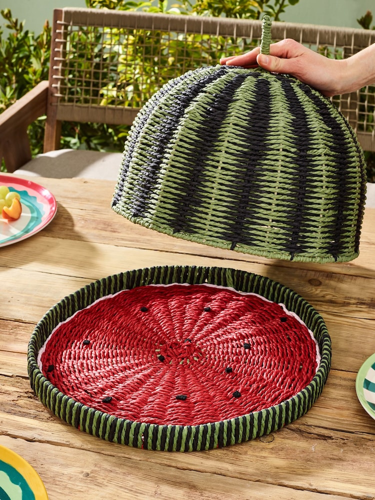 Green Woven Watermelon Food Cover - Image 2 of 5