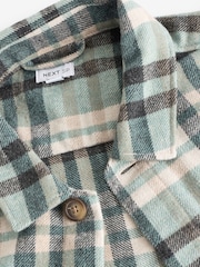 Ecru White And Blue Check Wool Blend Shacket - Image 3 of 5