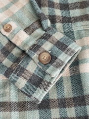 Ecru White And Blue Check Wool Blend Shacket - Image 5 of 5