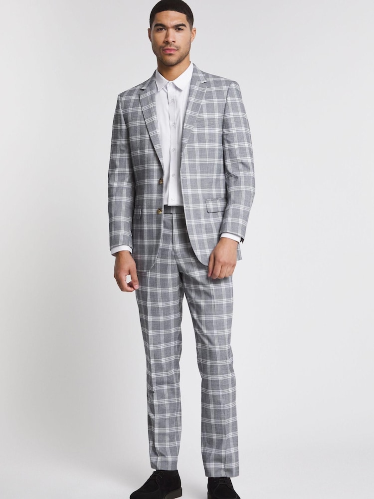Jacamo Light Grey Check Regular Fit Suit Trousers - Image 1 of 1