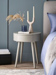 Natural Painted 1 Drawer Round Bedside Table - Image 2 of 8