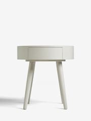 Natural Painted 1 Drawer Round Bedside Table - Image 3 of 8