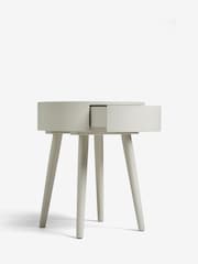 Natural Painted 1 Drawer Round Bedside Table - Image 5 of 8