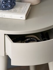 Natural Painted 1 Drawer Round Bedside Table - Image 7 of 8