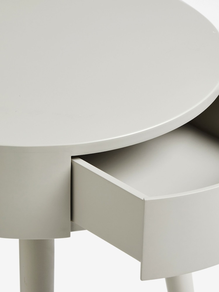 Natural Painted 1 Drawer Round Bedside Table - Image 8 of 8