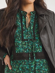 Jd Williams Green Premium Lace Trim Detail Tie Neck Blouse - Image 4 of 6