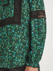 Jd Williams Green Premium Lace Trim Detail Tie Neck Blouse - Image 5 of 6