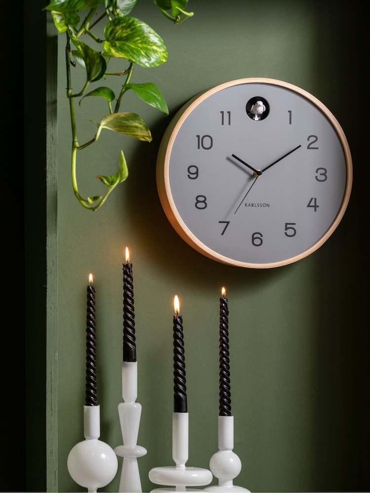 Karlsson Grey Cuckoo Birch Wall Clock - Image 1 of 3 Karlsson Grey Cuckoo Birch Wall Clock - Image 1 of 3