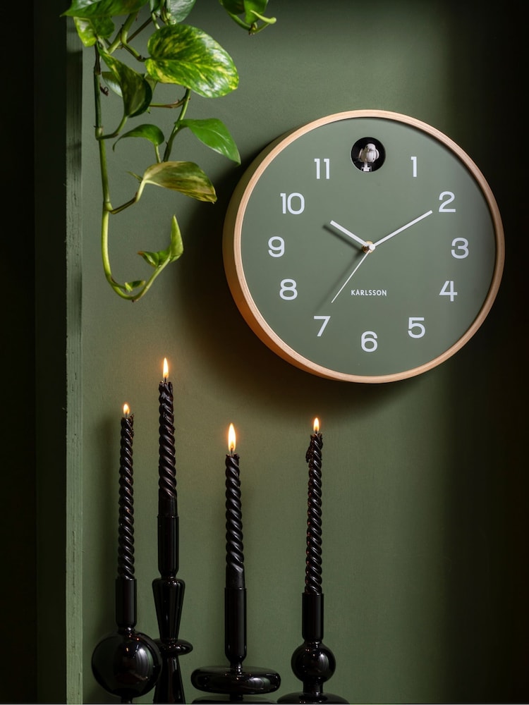 Karlsson Green Cuckoo Birch Wall Clock - Image 2 of 2