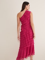 Phase Eight Pink Kelsey Layered One Shoulder Maxi Dress - Image 2 of 6