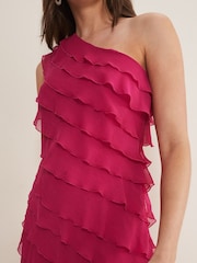Phase Eight Pink Kelsey Layered One Shoulder Maxi Dress - Image 5 of 6