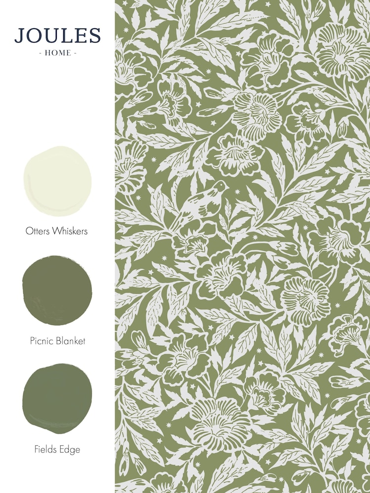 Joules Green Twilight Ditsy Wallpaper Sample - Image 3 of 3