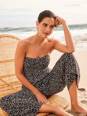 Black & White Bandeau Jersey Culotte Jumpsuit - Image 1 of 6