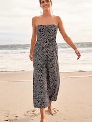 Black & White Bandeau Jersey Culotte Jumpsuit - Image 2 of 6