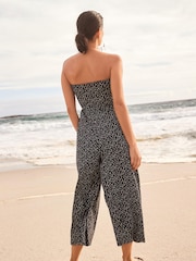 Black & White Bandeau Jersey Culotte Jumpsuit - Image 3 of 6