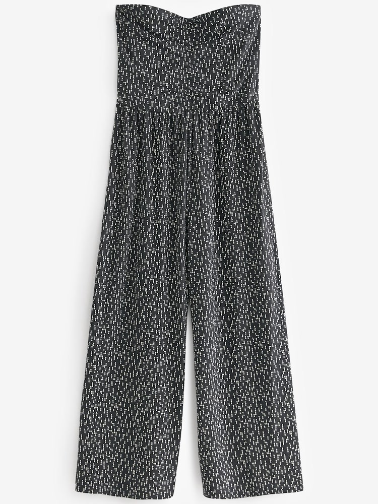 Black & White Bandeau Jersey Culotte Jumpsuit - Image 6 of 6