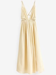 Cream Plunge Rope Belted Maxi Summer Dress - Image 7 of 8