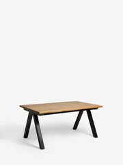 Dark Natural Oak Veneer 6 Seater Wavy Edge Dining Table - Image 3 of 6