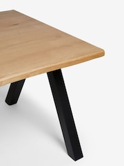 Dark Natural Oak Veneer 6 Seater Wavy Edge Dining Table - Image 4 of 6