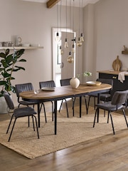 Dark Bronx Oak Effect Pill Shape 6 to 8 Seater Extending Dining Table - Image 1 of 9