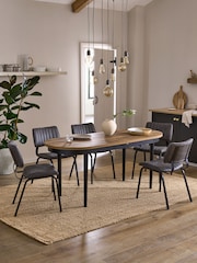 Dark Bronx Oak Effect Pill Shape 6 to 8 Seater Extending Dining Table - Image 2 of 9