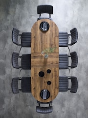 Dark Bronx Oak Effect Pill Shape 6 to 8 Seater Extending Dining Table - Image 5 of 9