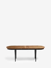 Dark Bronx Oak Effect Pill Shape 6 to 8 Seater Extending Dining Table - Image 8 of 9