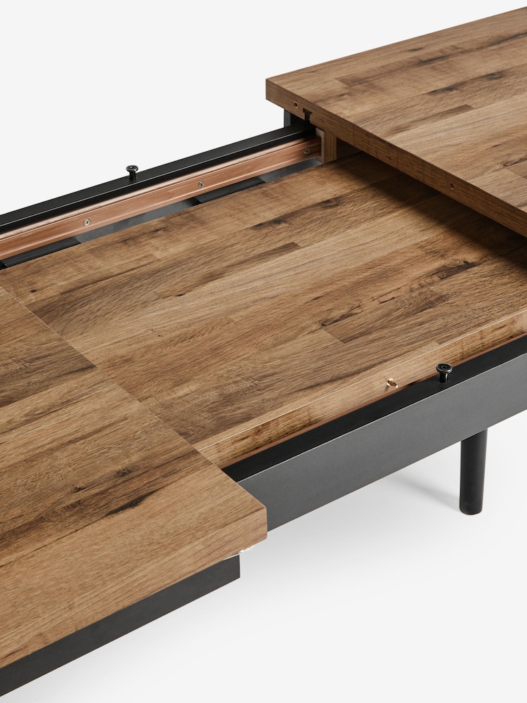 Dark Bronx Oak Effect Pill Shape 6 to 8 Seater Extending Dining Table - Image 9 of 9