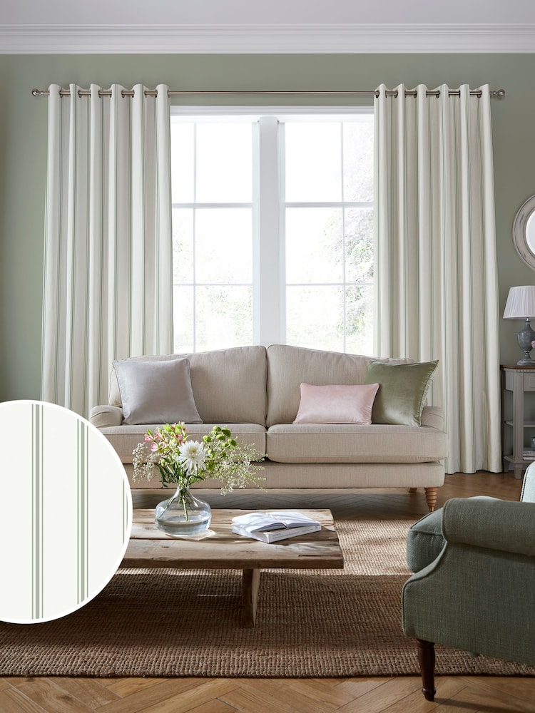 Laura Ashley Fresh Green 100% Cotton Farnworth Made to Measure Curtains - Image 1 of 9
