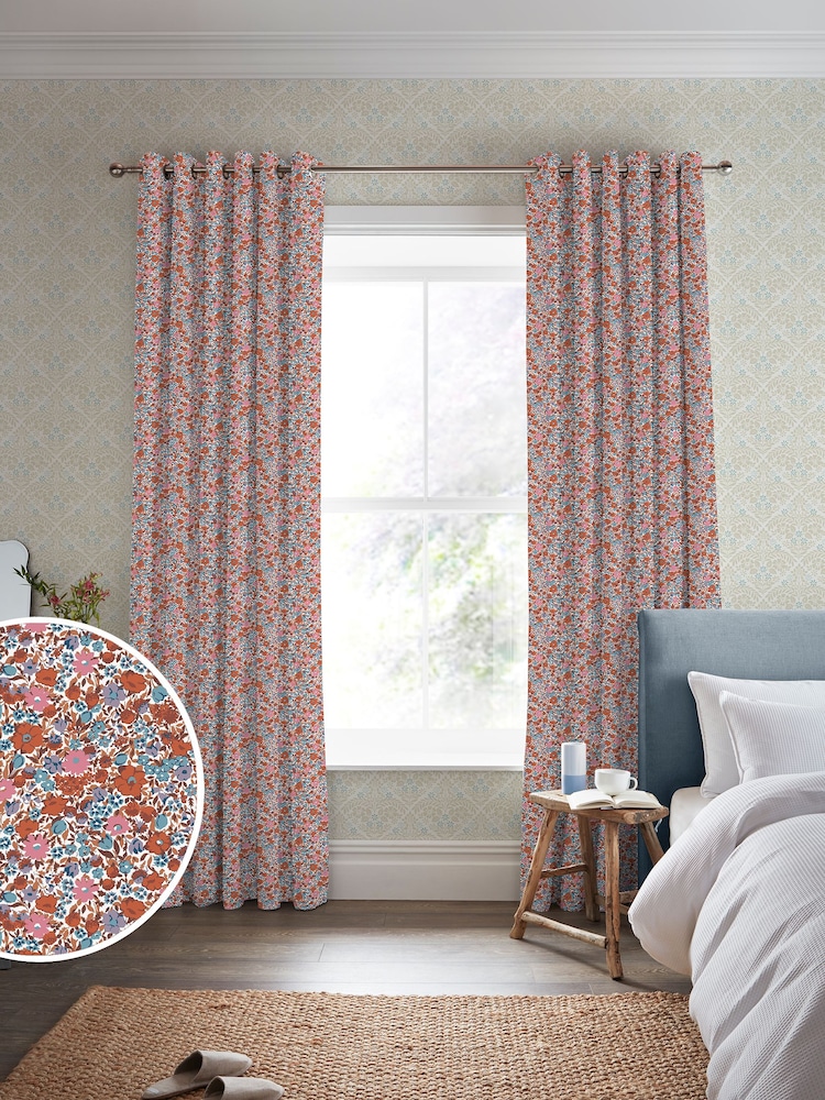 Laura Ashley Crimson 100% Cotton Loveston Made to Measure Curtains - Image 1 of 9