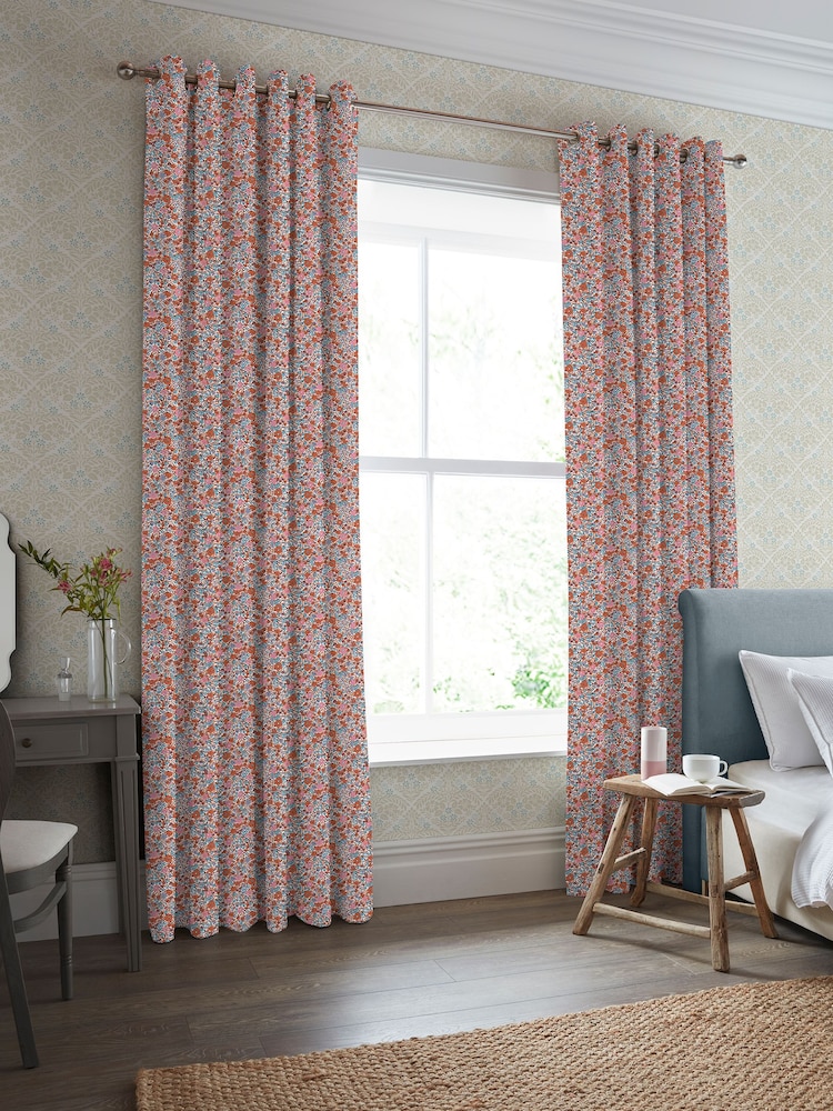 Laura Ashley Crimson 100% Cotton Loveston Made to Measure Curtains - Image 2 of 9
