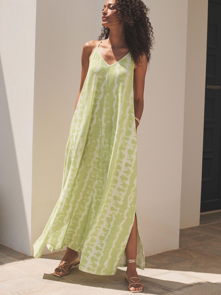 Limettengrün, Knüpfbatik - Maxi-Sommerkleid mit Trägern - Bild 1 von 6 Limettengrün, Knüpfbatik - Maxi-Sommerkleid mit Trägern - Bild 1 von 6