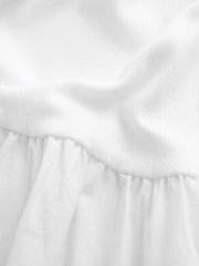 White Ribbed Sleeveless Vest Poplin Mix Midi Cotton Blend Dress - Image 5 of 5