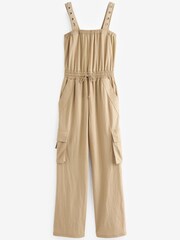 Camel Brown Cargo Sleeveless Drawstring Waist Jumpsuit - Image 5 of 8