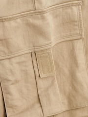Camel Brown Cargo Sleeveless Drawstring Waist Jumpsuit - Image 8 of 8