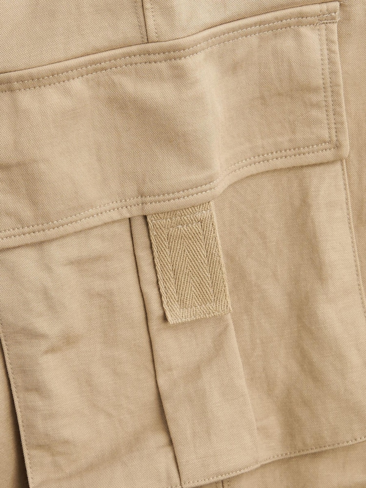 Camel Brown Cargo Sleeveless Drawstring Waist Jumpsuit - Image 8 of 8