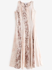 Neutral/Schlangenmuster - Ärmelloses, fließendes Midikleid mit geteiltem Design - Bild 4 von 5