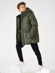 Baker by Ted Baker Khaki Green Shower Resistant Parka Coat - Image 1 of 9