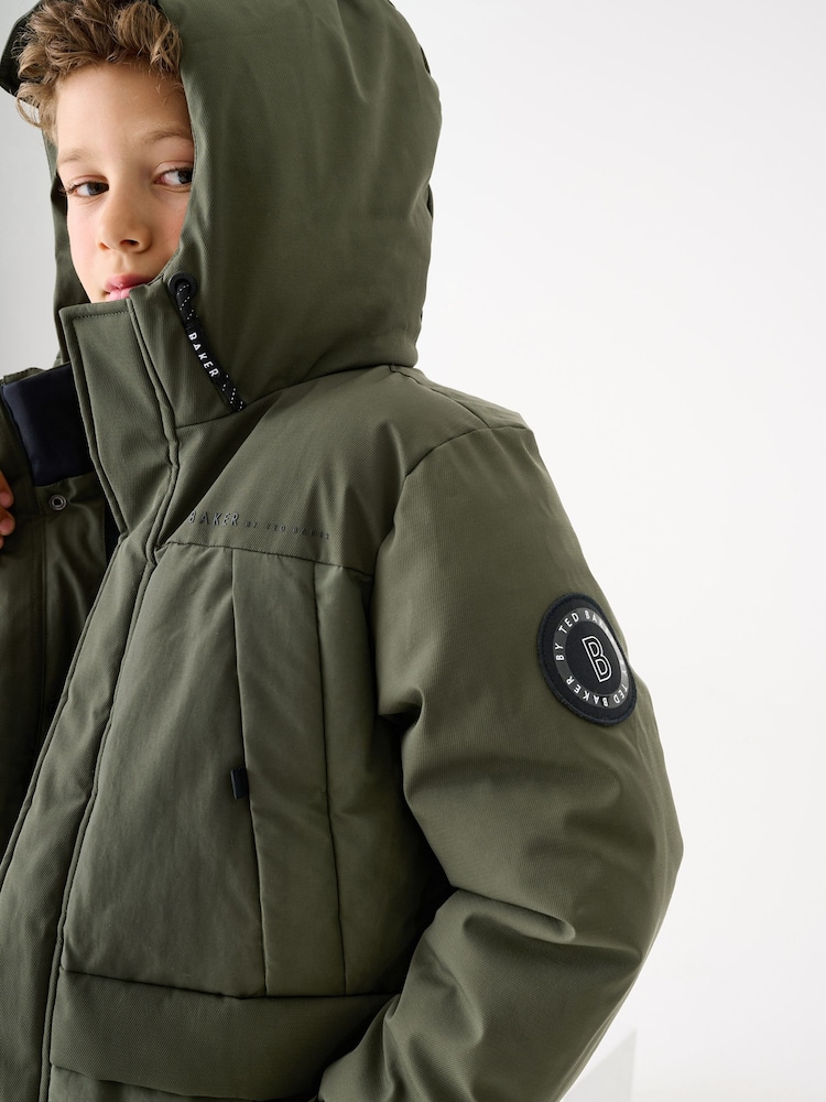 Baker by Ted Baker Khaki Green Shower Resistant Parka Coat - Image 2 of 9