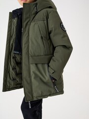 Baker by Ted Baker Khaki Green Shower Resistant Parka Coat - Image 3 of 9
