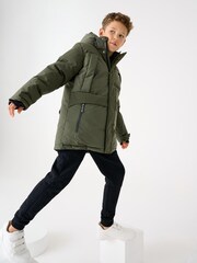 Baker by Ted Baker Khaki Green Shower Resistant Parka Coat - Image 4 of 9
