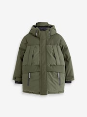 Baker by Ted Baker Khaki Green Shower Resistant Parka Coat - Image 5 of 9